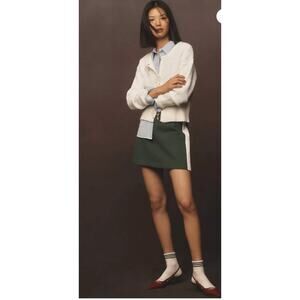 NWT Anthropologie Maeve Mod Mini Skirt Size XS Green White